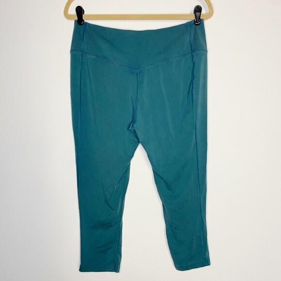 Nike Dri-Fit Teal 3/4 Length Leggings Size Large Workout Outdoor Athletic - Picture 3 of 7